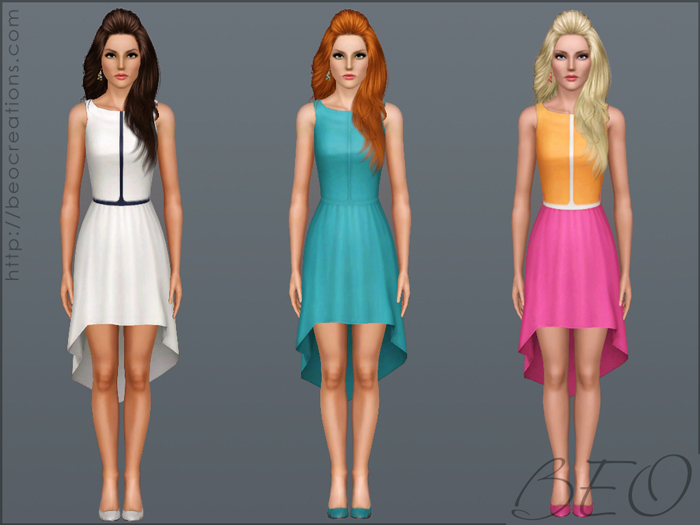 Asymmetric color dress for The Sims 3 by BEO (2)